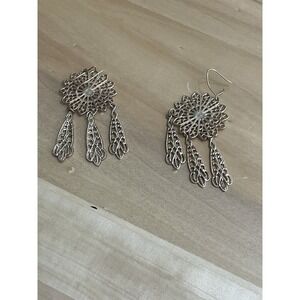 Vintage Dangle Earrings Gold Tone Chandelier Costume Jewelry Fast Shipping